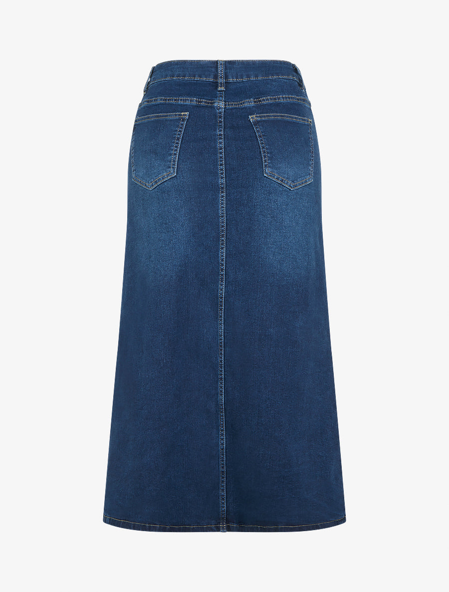 Jupe longue en jean coupe droite - Bleu - 2