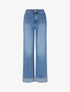 Jean push-up à ourlet et poches plaquées - Bleu clair - 1