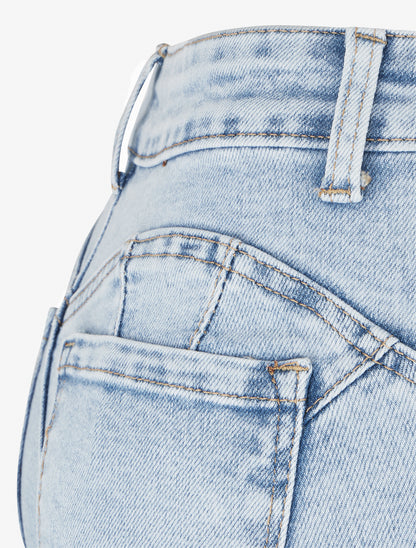 Jean bleached push-up coupe flare - Bleu clair - 3