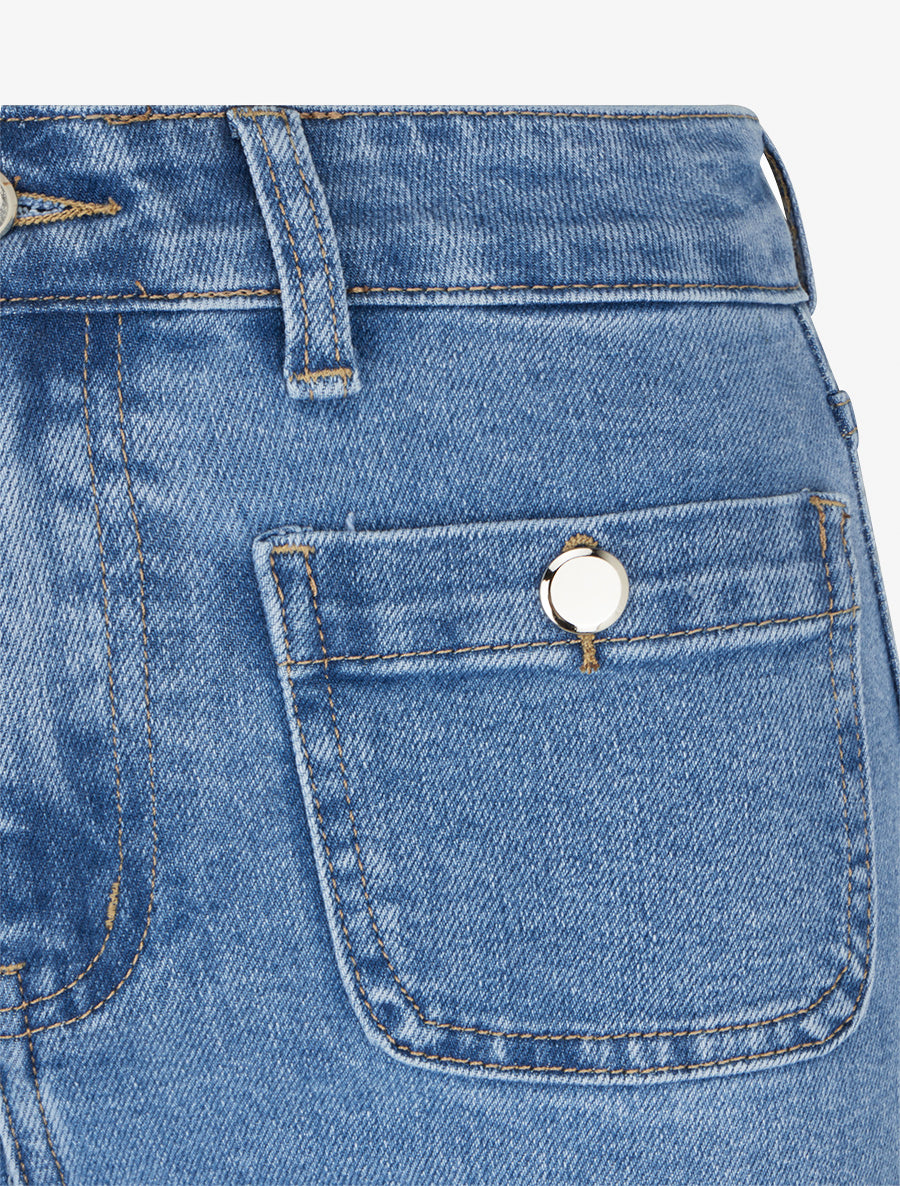Jean coupe flare à poches boutonnées - Bleu clair - 3