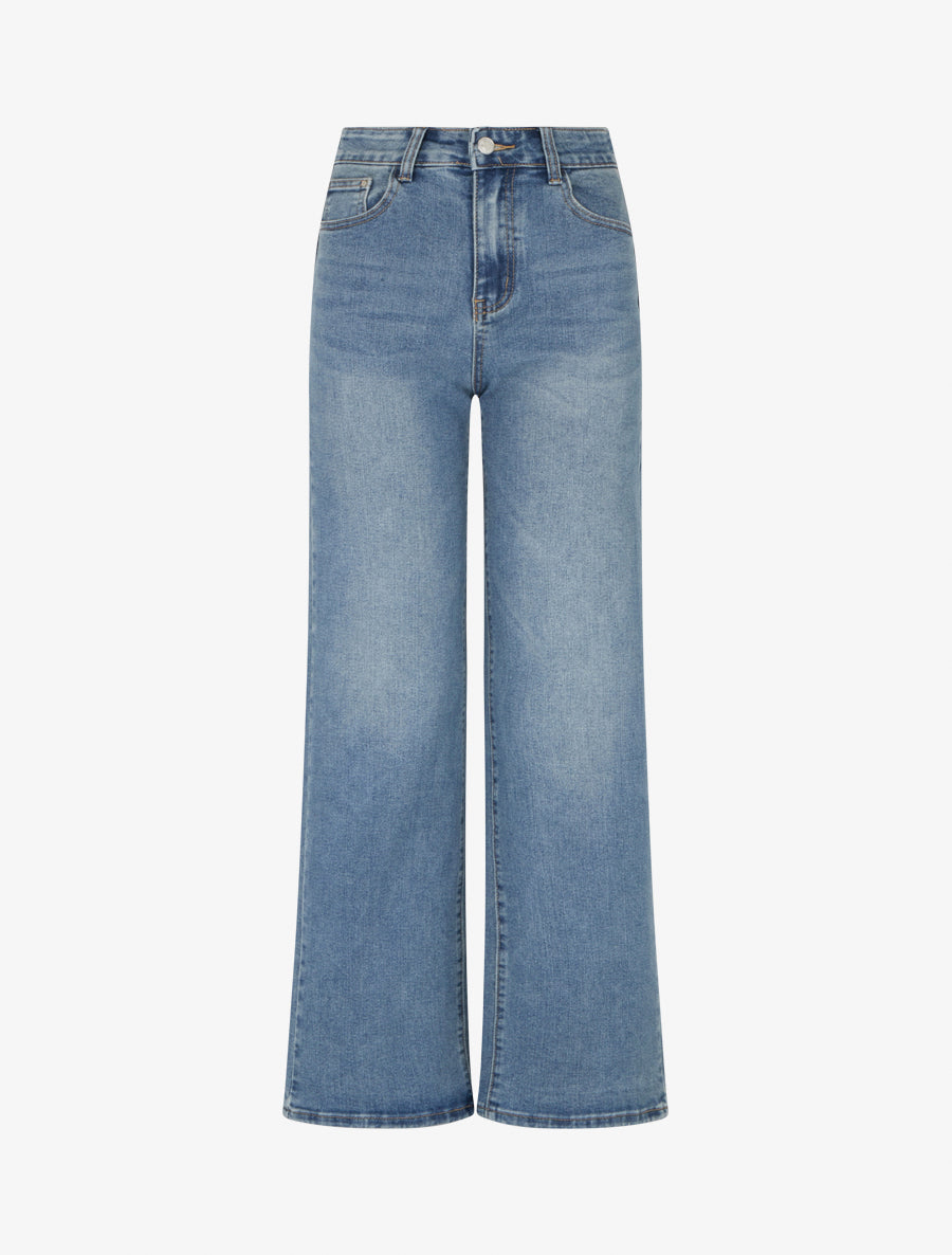 Jean push-up délavé coupe ample - Bleu - 1