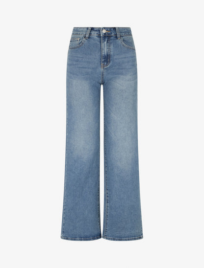 Jean push-up délavé coupe ample - Bleu - 1