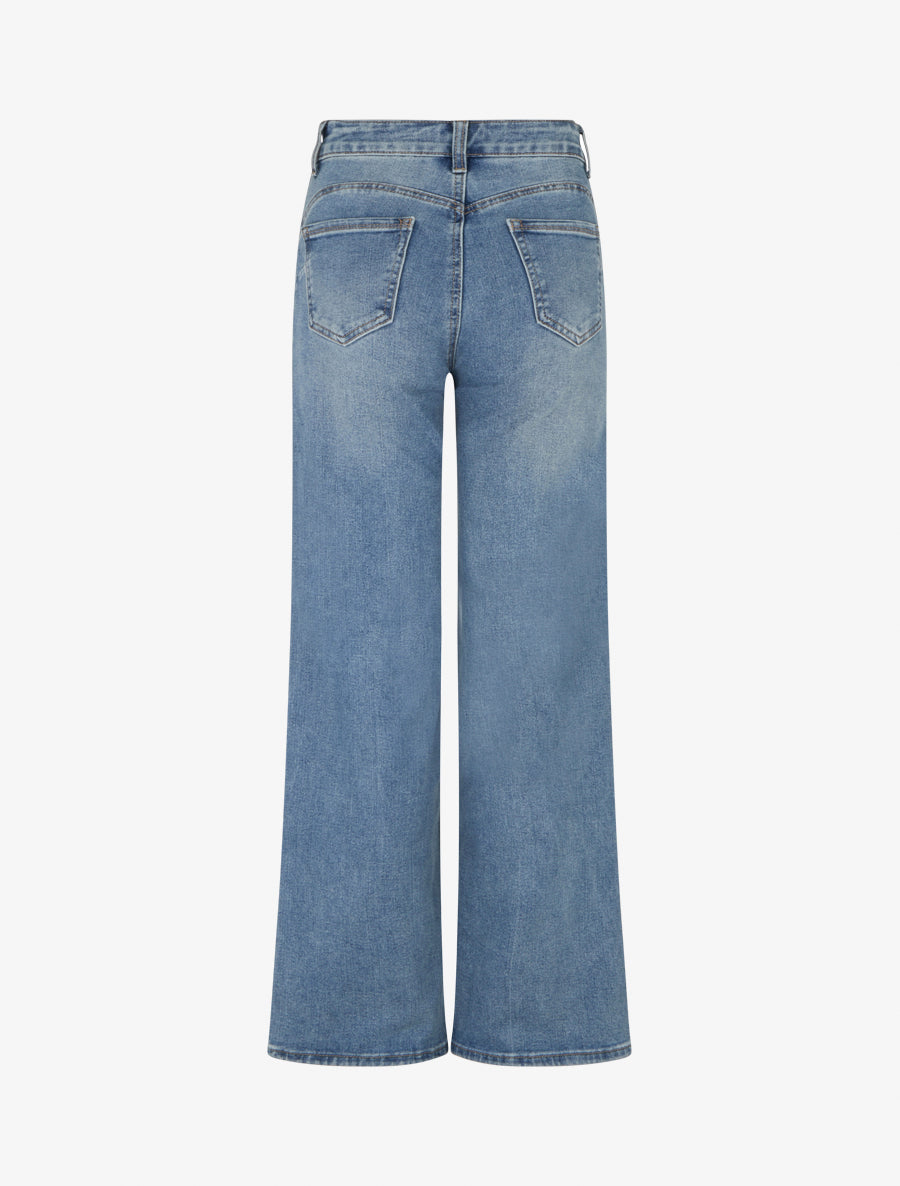 Jean push-up délavé coupe ample - Bleu - 2