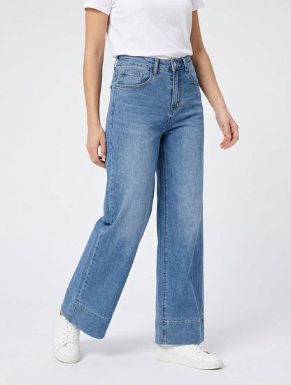 Jean clásico de pierna ancha de corte recto - Azul