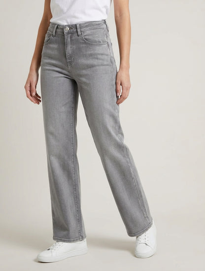 Jean estándar de pierna ancha corte recto - Gris