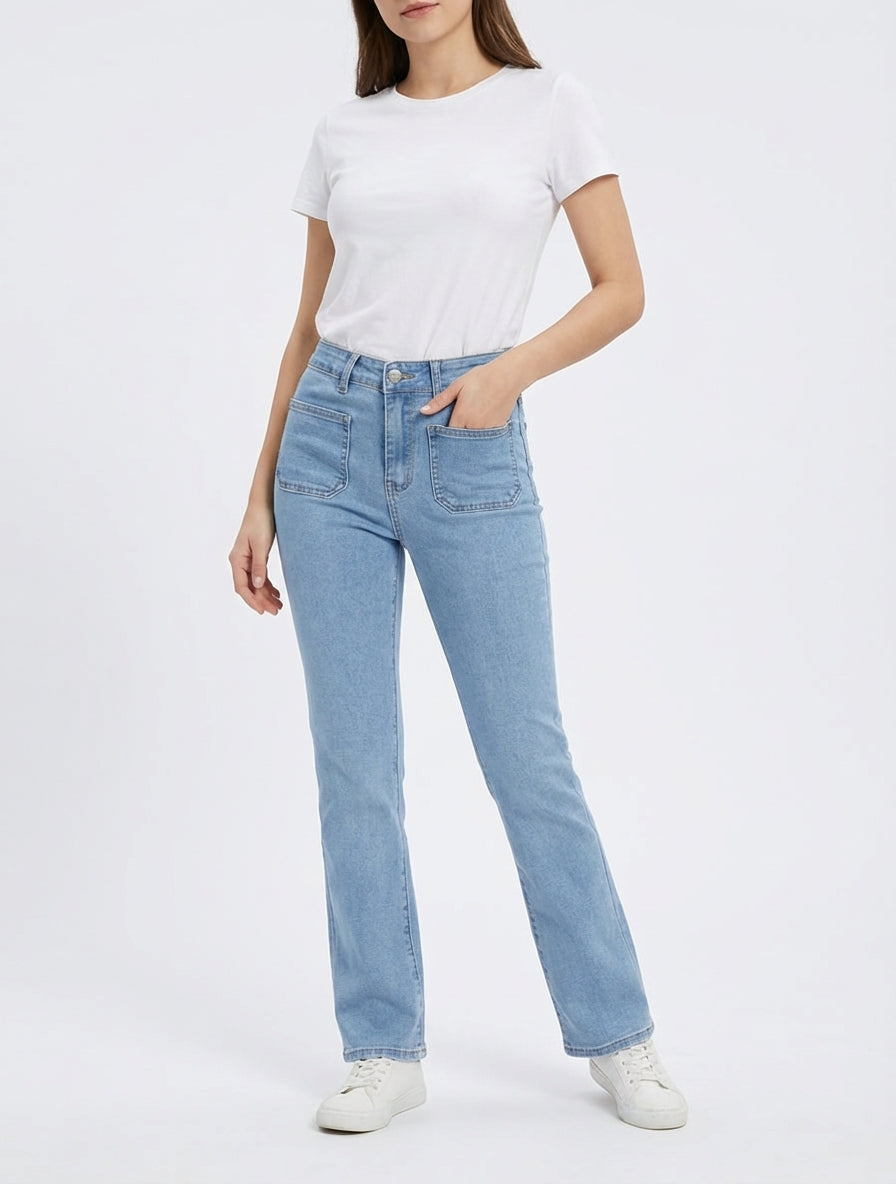 Jean push up corte recta - Azul