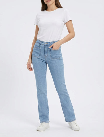 Jean push up corte recta - Azul