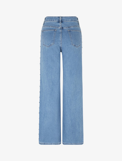 Jean wide leg à strass étoiles - Bleu - 2