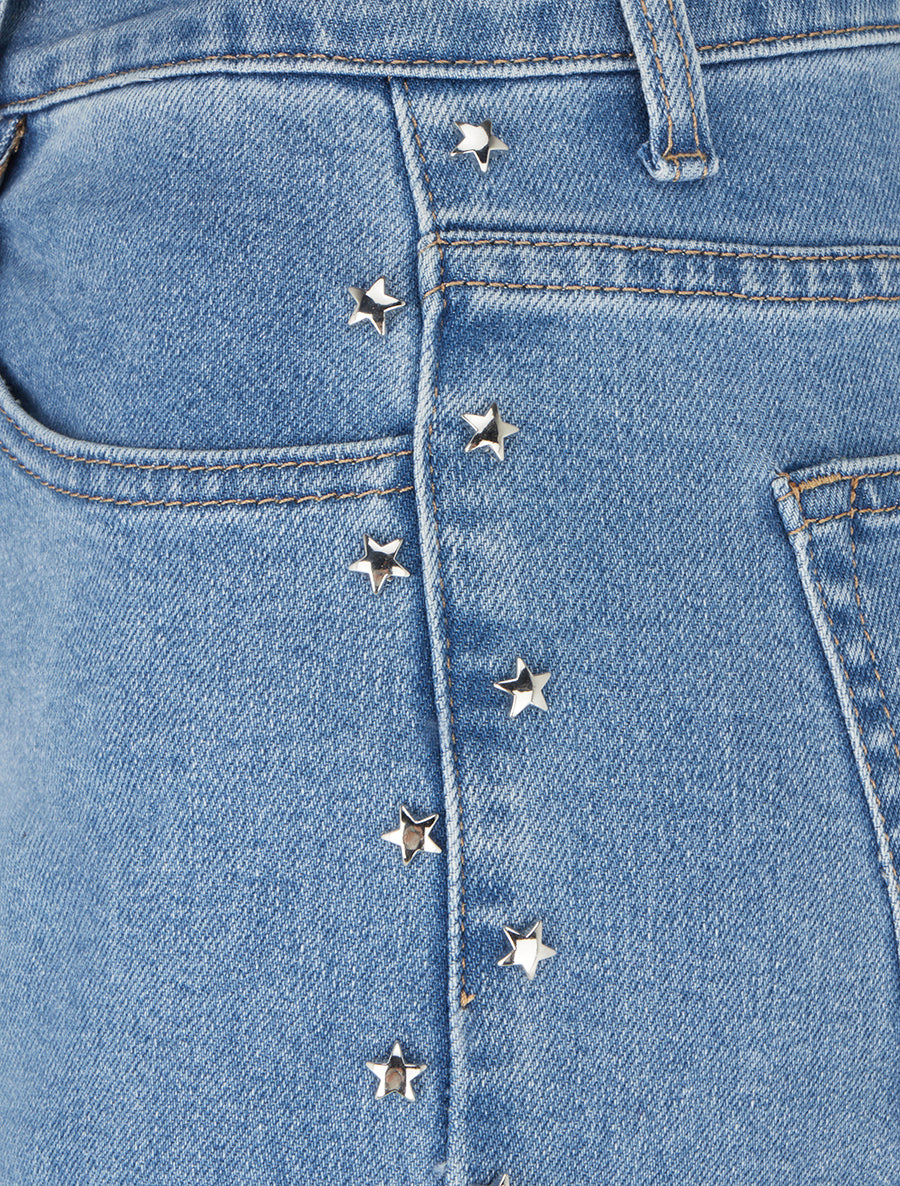 Jean wide leg à strass étoiles - Bleu - 3