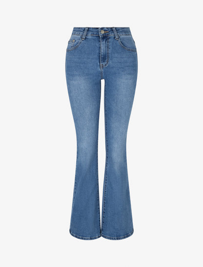 Jean délavé coupe flare - Bleu - 1