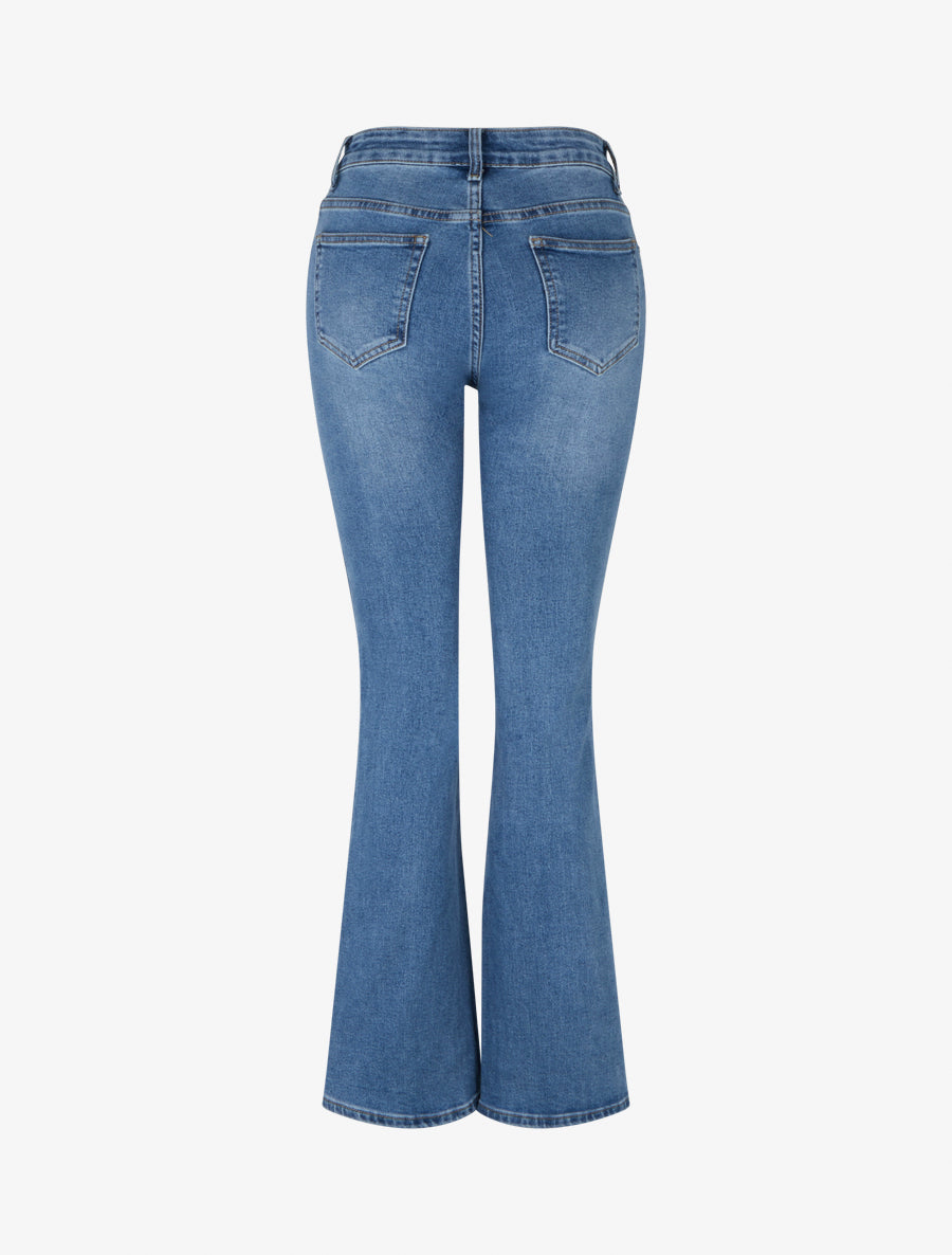 Jean délavé coupe flare - Bleu - 2