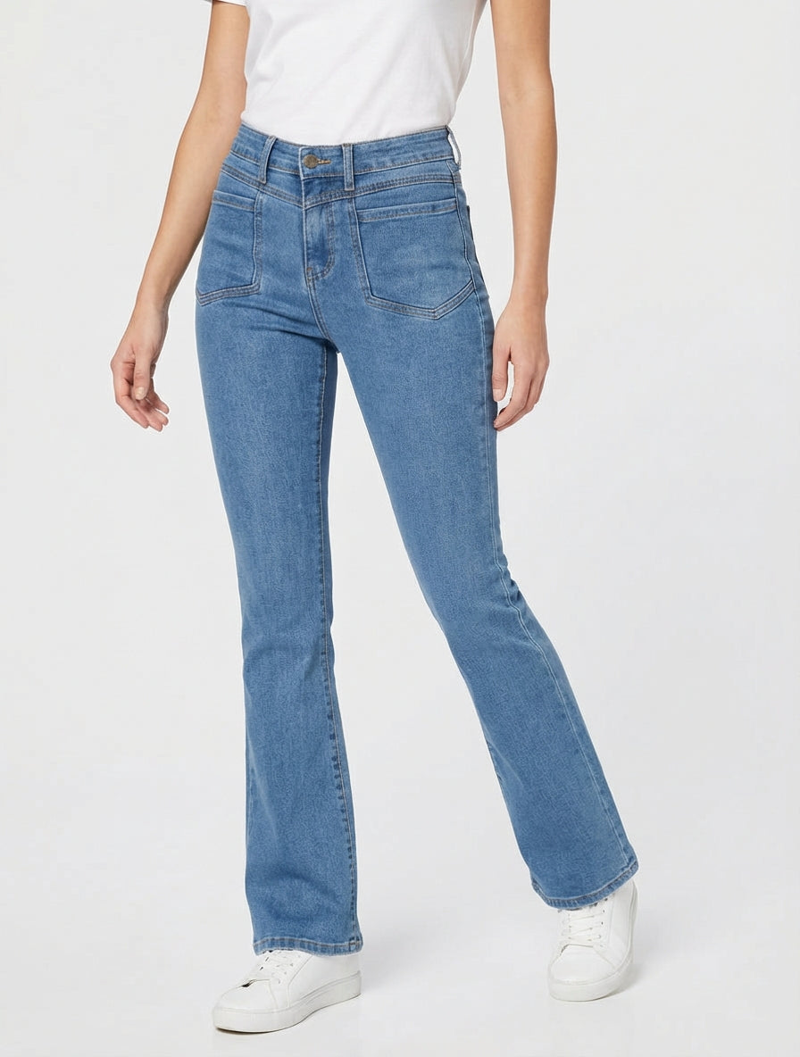 Jean con 4 bolsillos corte flare - Azul