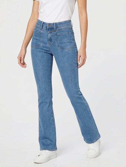 Jean con 4 bolsillos corte flare - Azul