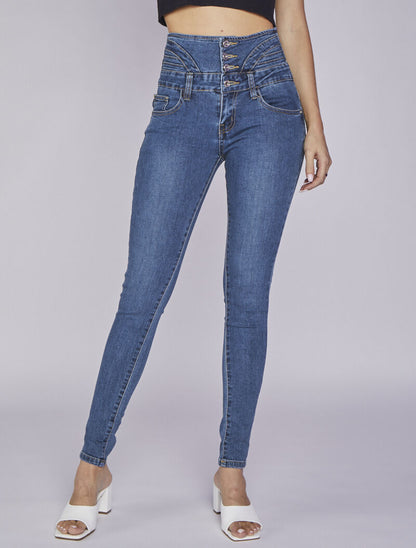 Jean taille empire et stylisée - Bleu denim - 6