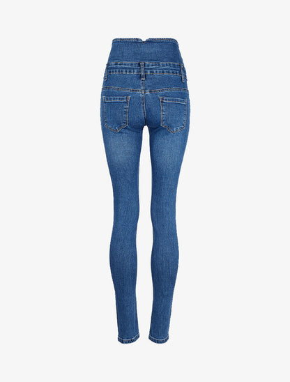 Jean taille empire et stylisée - Bleu denim - 4