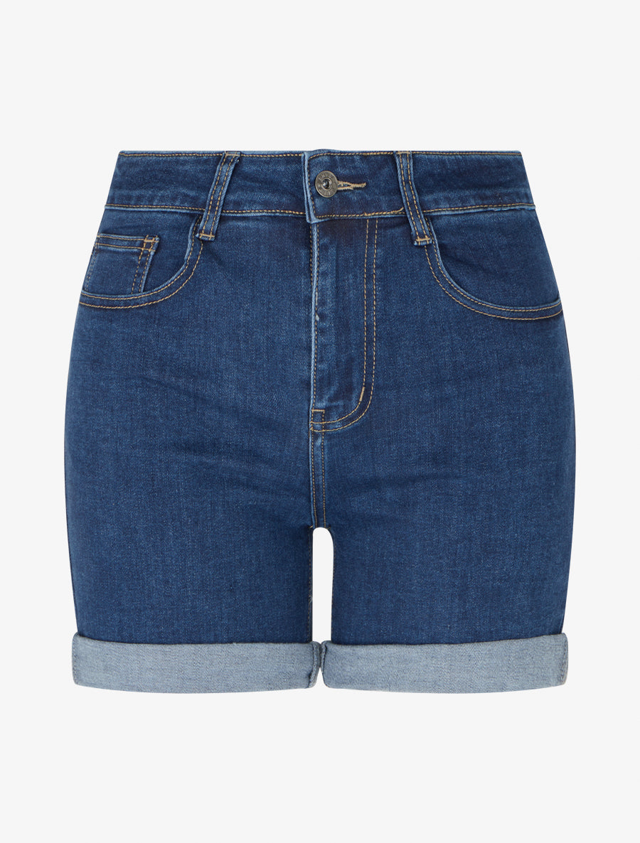 Short en jean taille standard - Bleu - 1