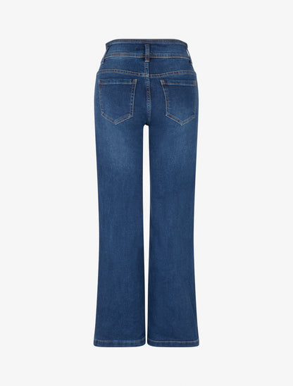 Jean wide leg à fermeture 2 boutons - Bleu - 2