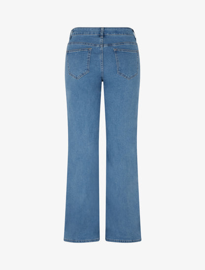 Jean wide leg à poches décoratives coupe droite - Bleu - 2
