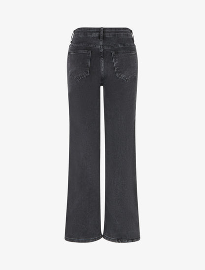 Jean uni wide leg coupe droite - Noir - 2