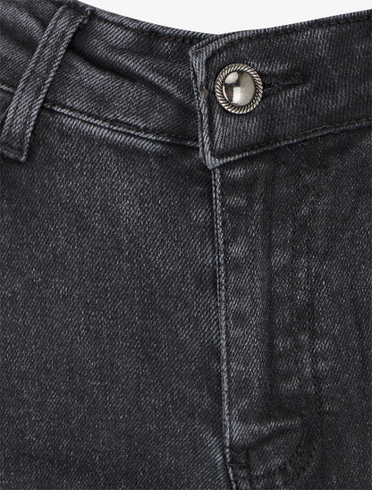 Jean uni wide leg coupe droite - Noir - 3