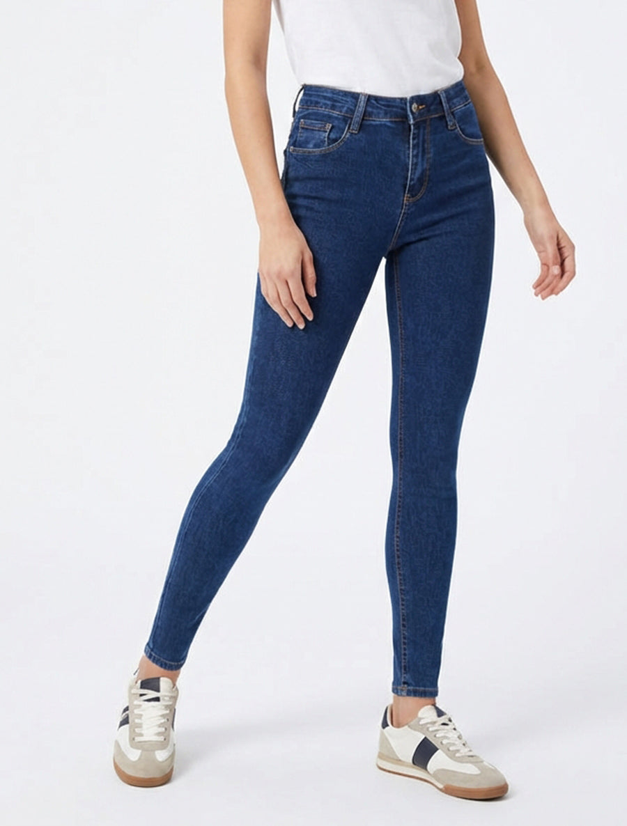 Jean skinny push-up de tiro alto - Azul bruto