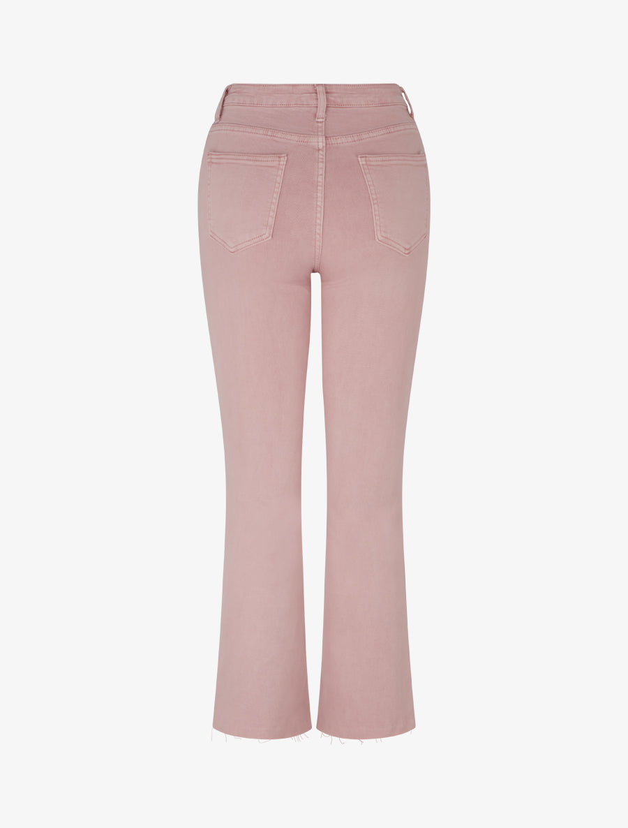 Jean flare taille haute à bords francs - Rose - 2