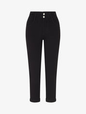 Jean mom taille haute élastiquée - Noir - 1