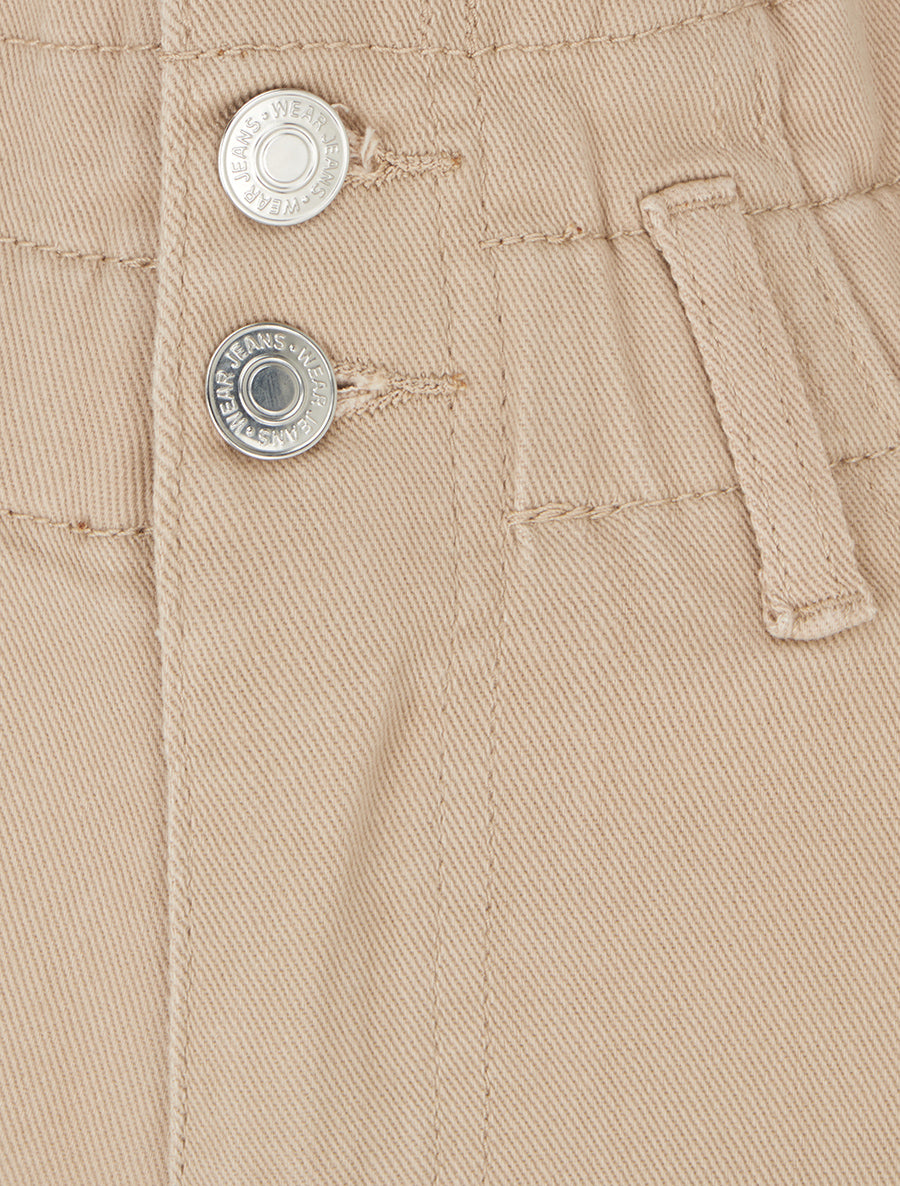 Jean mom taille haute élastiquée - Beige - 3