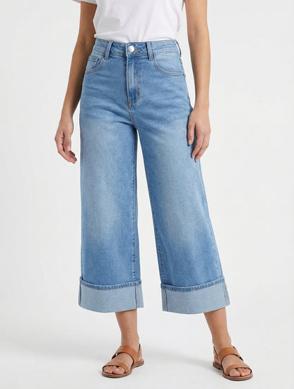 Bermuda amplio con vueltas - Azul