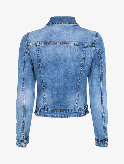 Veste courte en jean delavée - Bleu denim clair - 2
