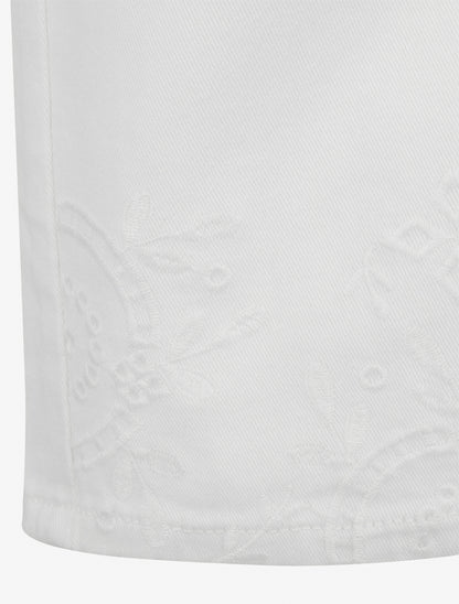 Jean ample à bords brodés - Blanc - 3