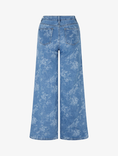 Jean ample à imprimé floral - Bleu - 2