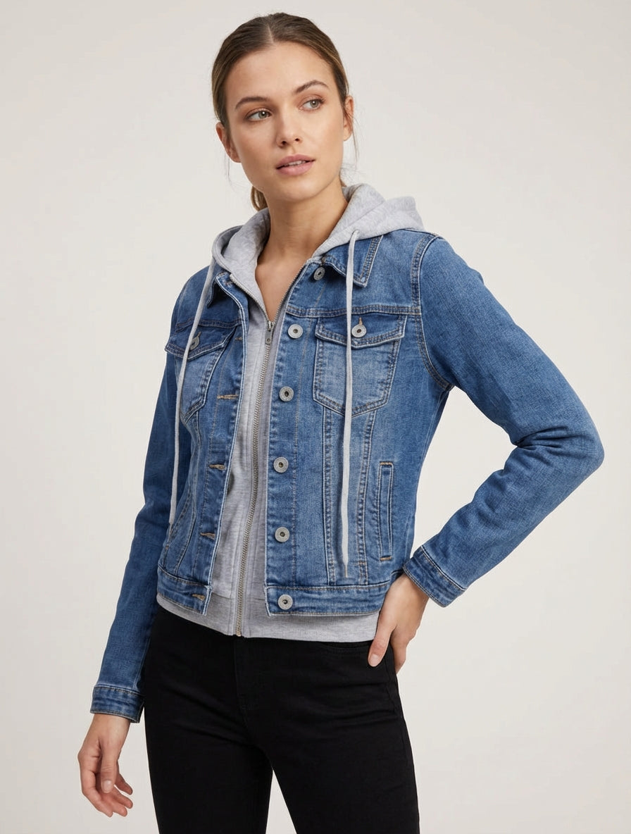 Chaqueta vaquera con capucha - Azul