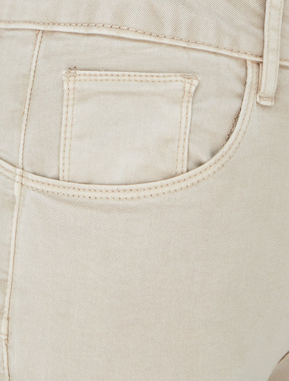 Jean skinny uni à taille standard - Beige - 3