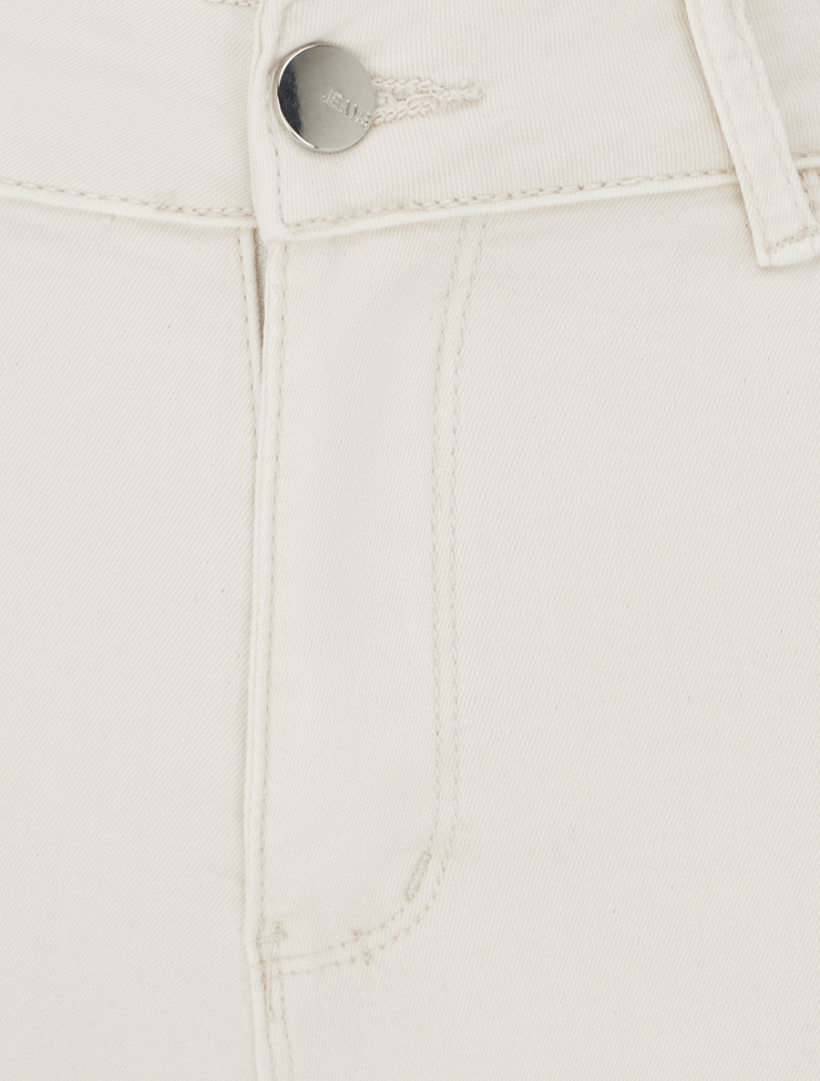 Jean skinny uni à taille standard - Beige clair - 3