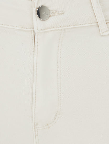 Jean skinny uni à taille standard - Beige clair - 3