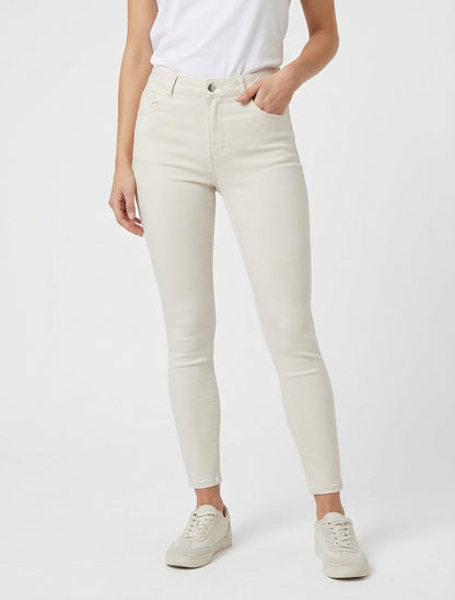 Jean pitillo liso de tiro estándar - Beige claro