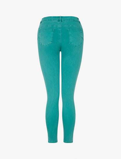 Jean skinny uni à taille standard - Turquoise - 2