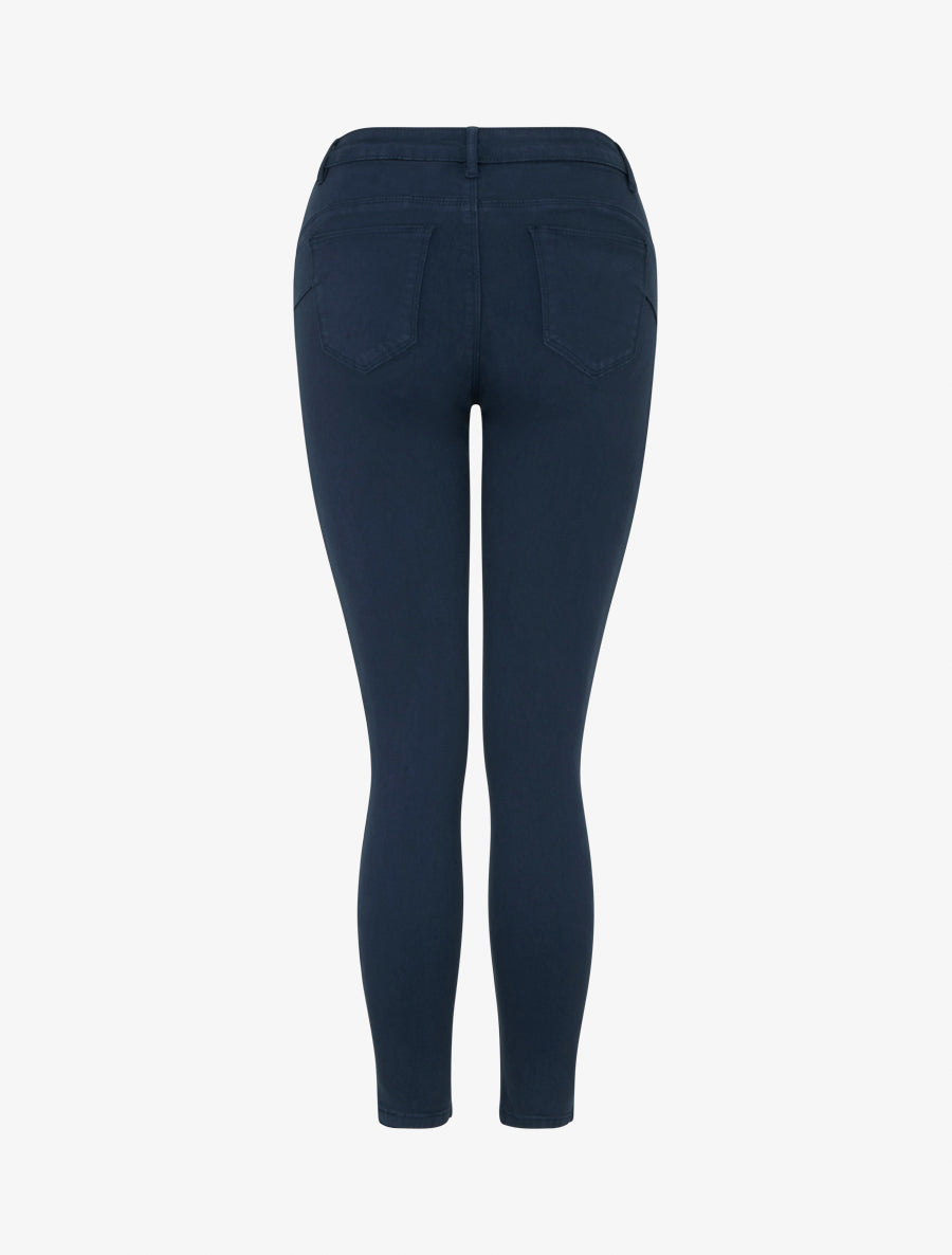 Jean skinny uni à taille standard - Marine - 2