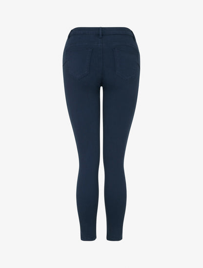 Jean skinny uni à taille standard - Marine - 2