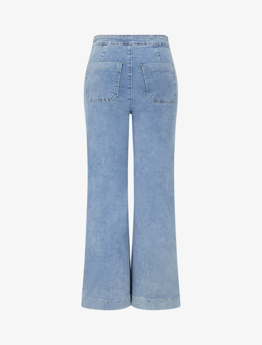 Jean droit style pantalon à pont - Bleu - 2