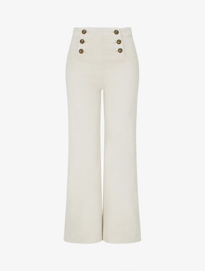 Jean droit style pantalon à pont - Beige - 1