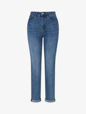 Jean slim délavé taille haute - Bleu - 1