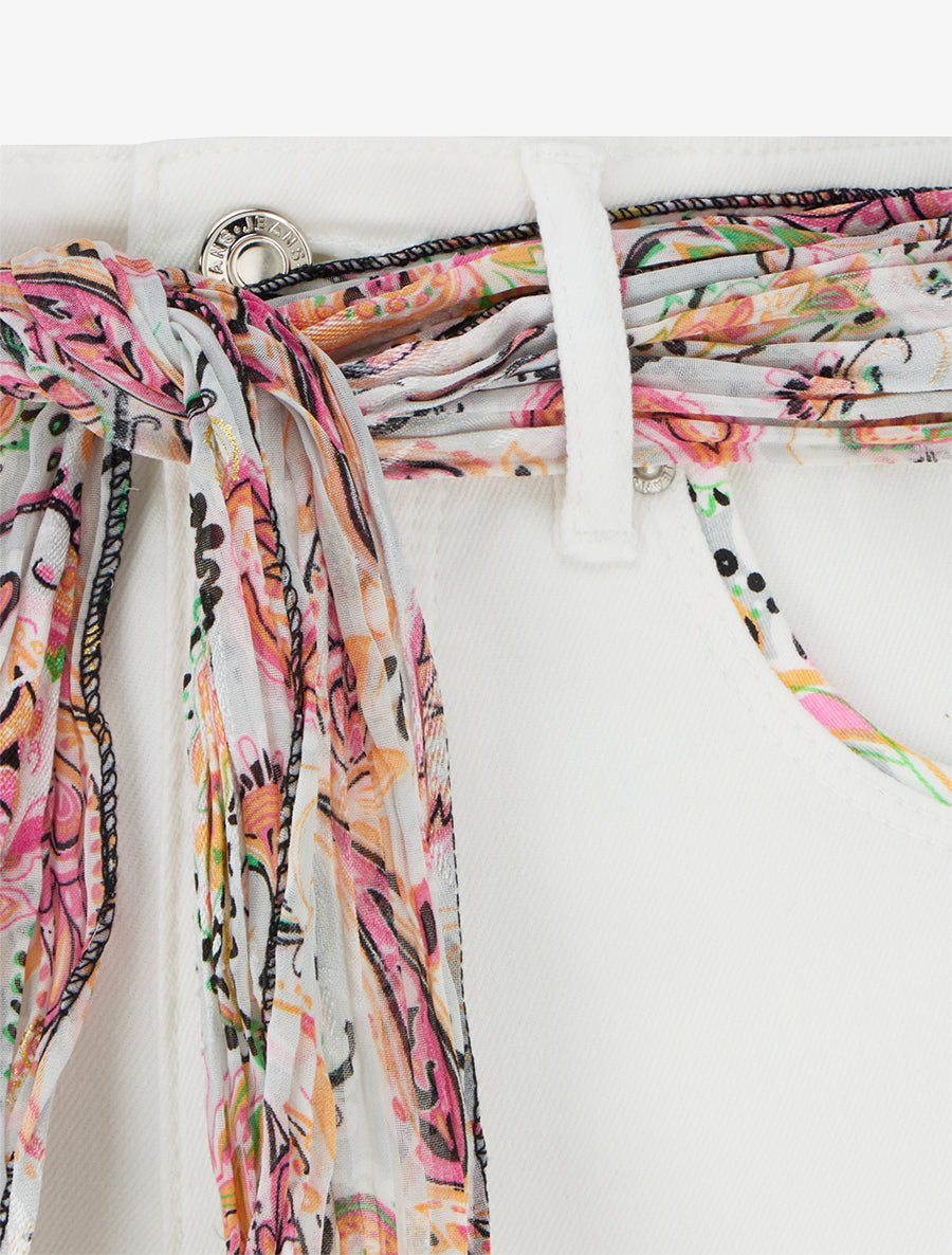 Vaqueros pitillo de cintura alta con bolsillos decorativos - Blanco