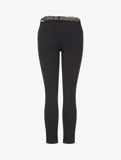 Jean skinny à ceinture imprimée - Noir - 2