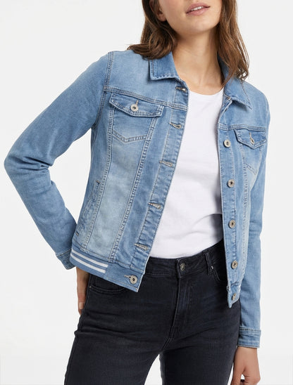 Chaqueta vaquera con bordes elásticos - Azul