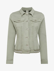 Veste en jean à bords élastiqués - Kaki clair - 1