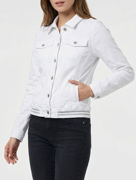 Chaqueta vaquera con bordes elásticos - Blanco