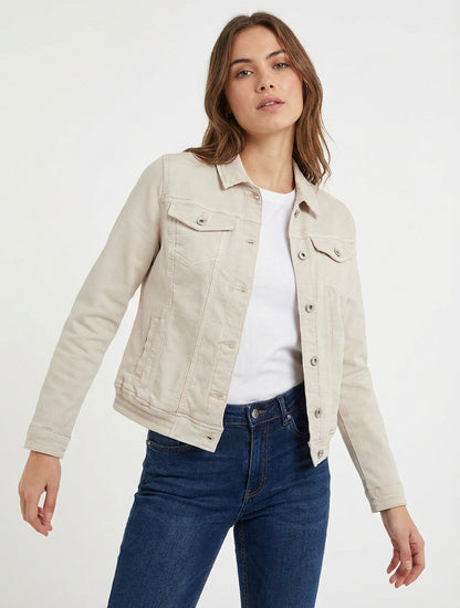 Chaqueta vaquera con bordes elásticos - Beis