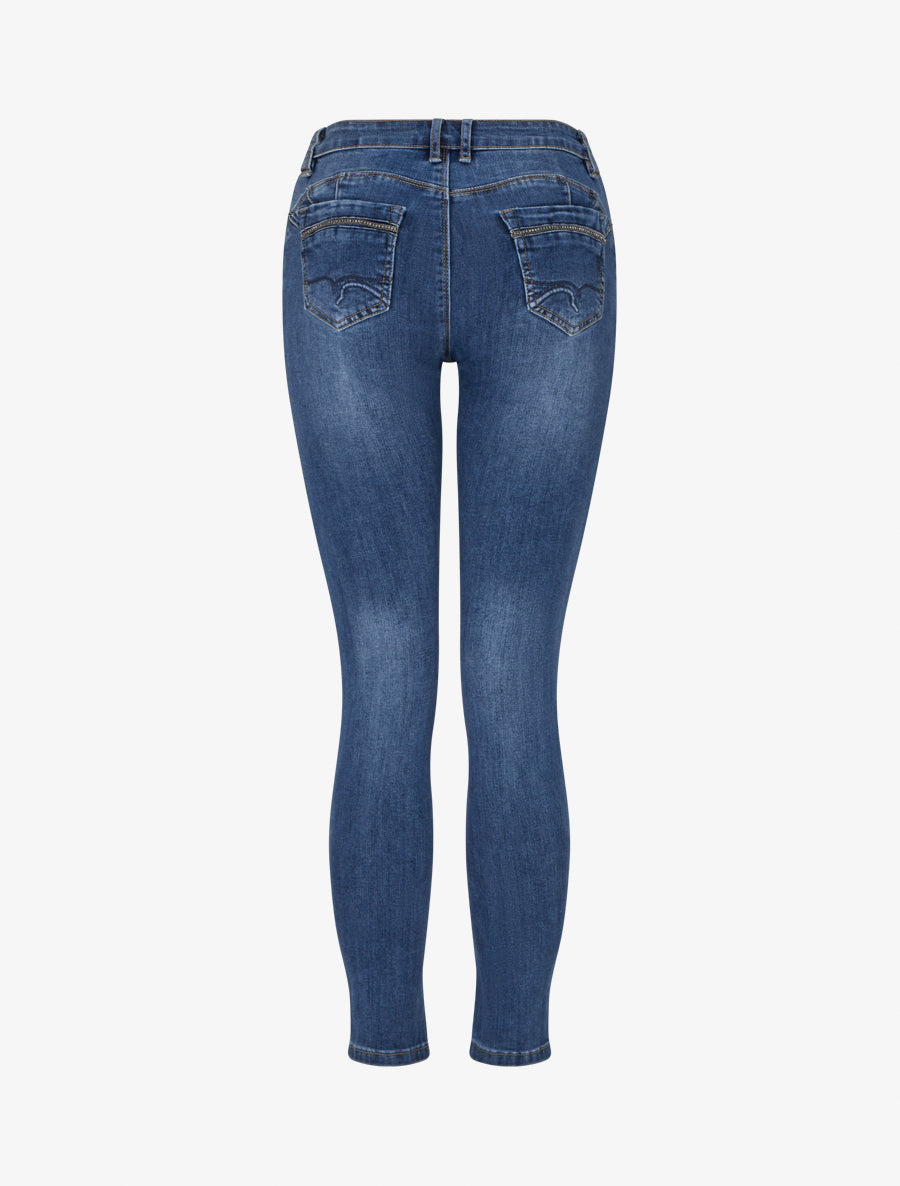 Jean skinny à poches strassées - Bleu - 2